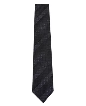 Black on Grey Stripe Silk Tie