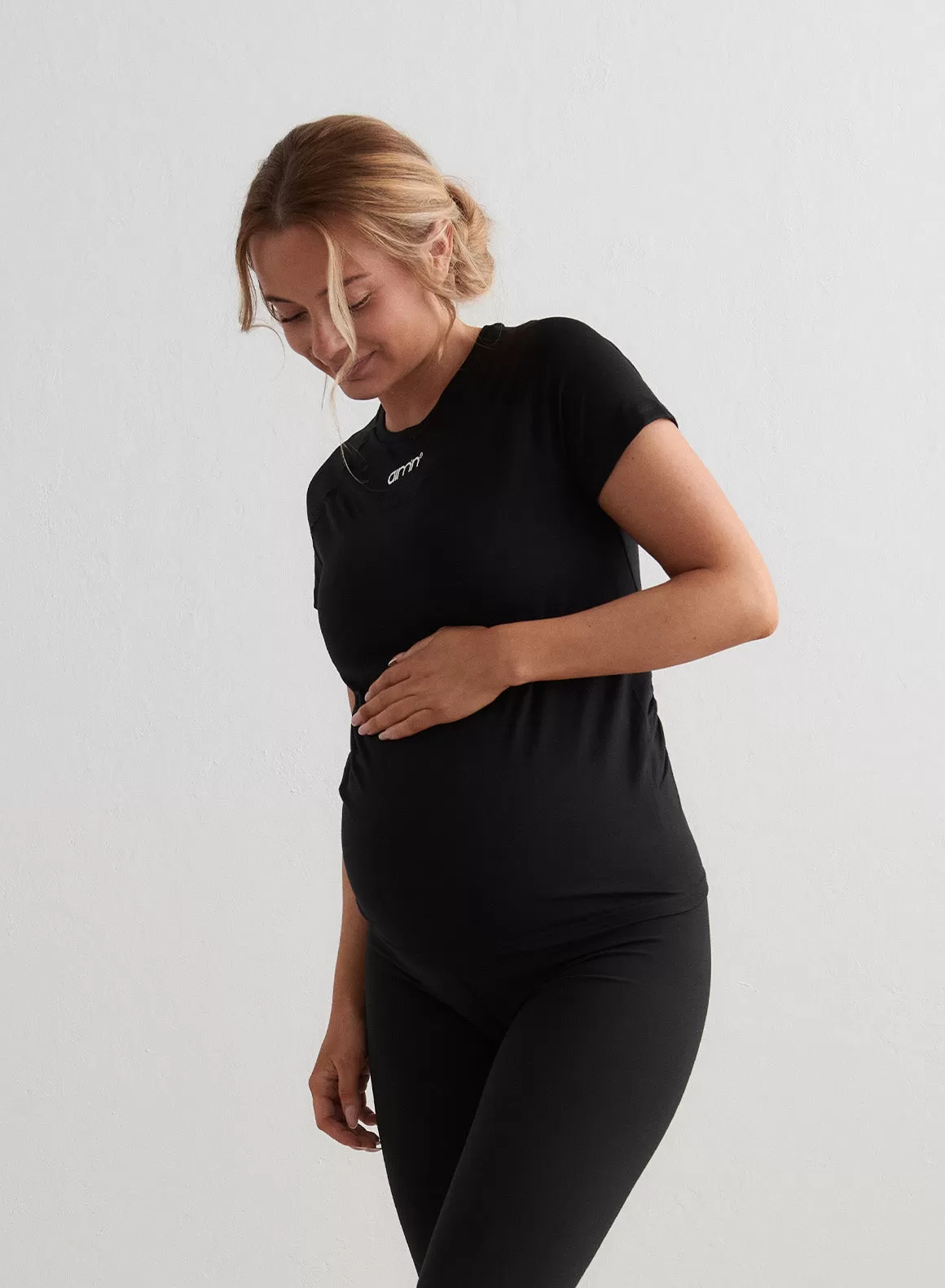 Black Soft Basic Maternity Short Sleeve