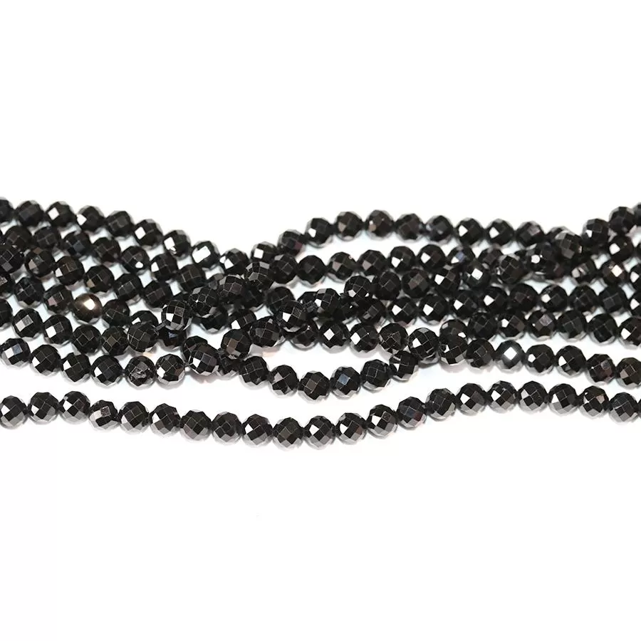 Black Spinel 4mm Faceted Round - 15-16 Inch