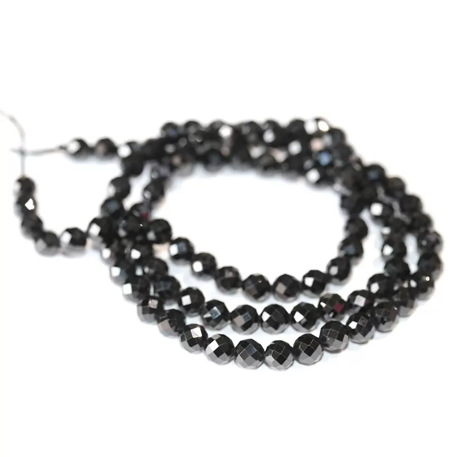 Black Spinel 4mm Faceted Round - 15-16 Inch