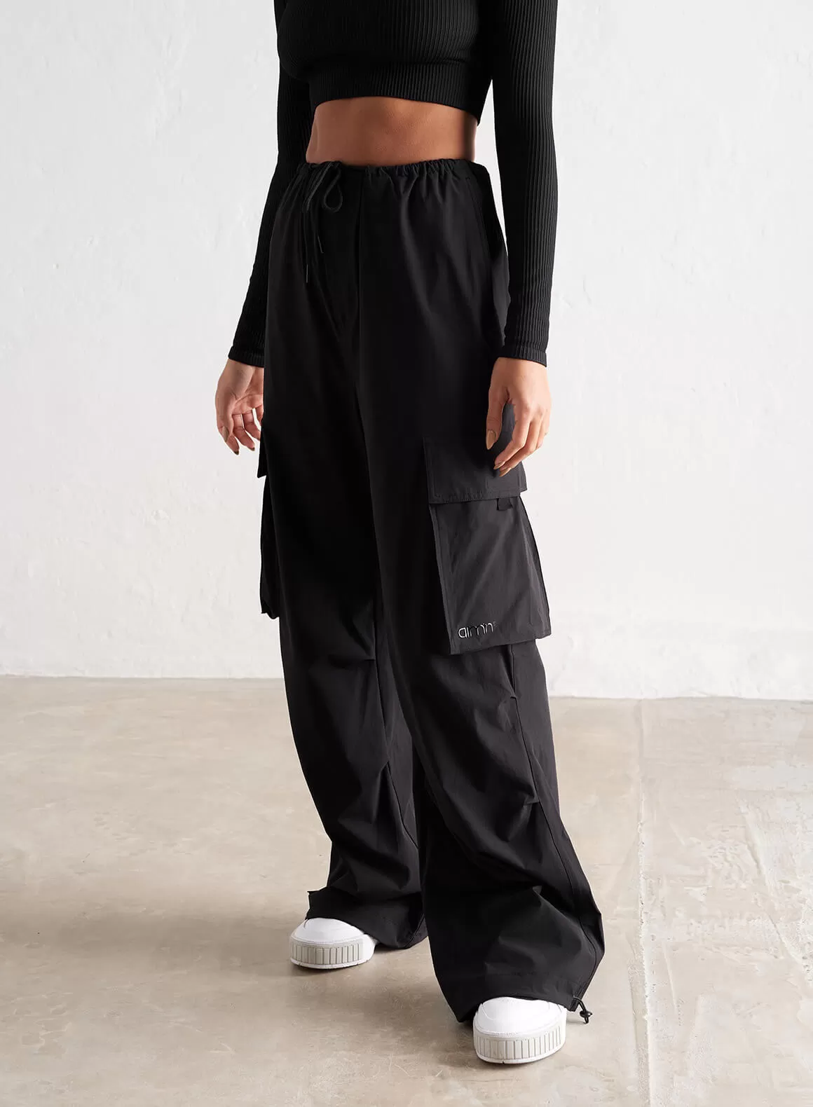 Black Windbreaker Parachute Pants