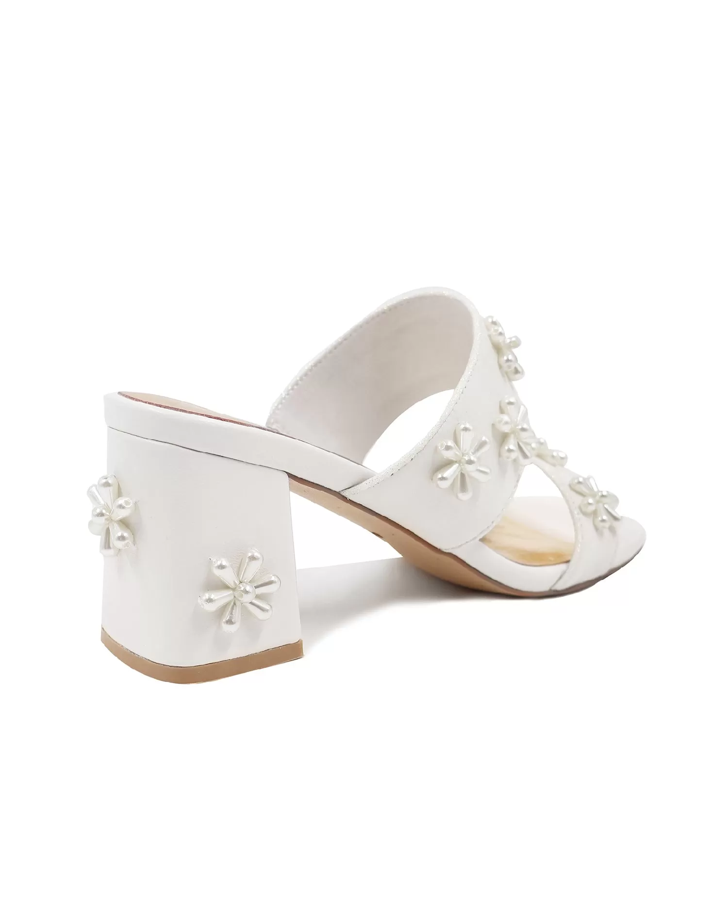 BLOOM MULES -  PEARL FLOWER IVORY BRIDAL SHOES