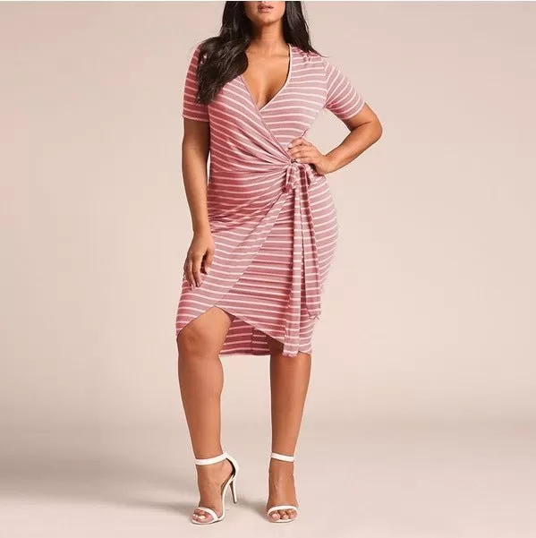 Body Con Wrap Dress with Short Sleeves