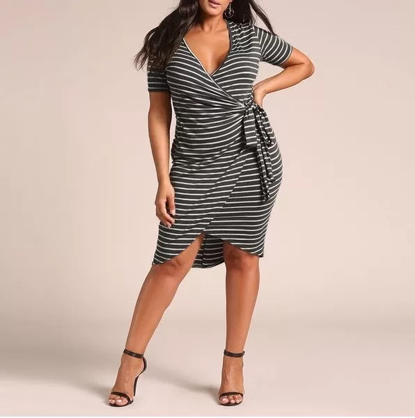 Body Con Wrap Dress with Short Sleeves