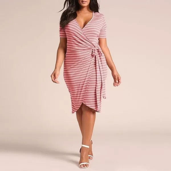 Body Con Wrap Dress with Short Sleeves