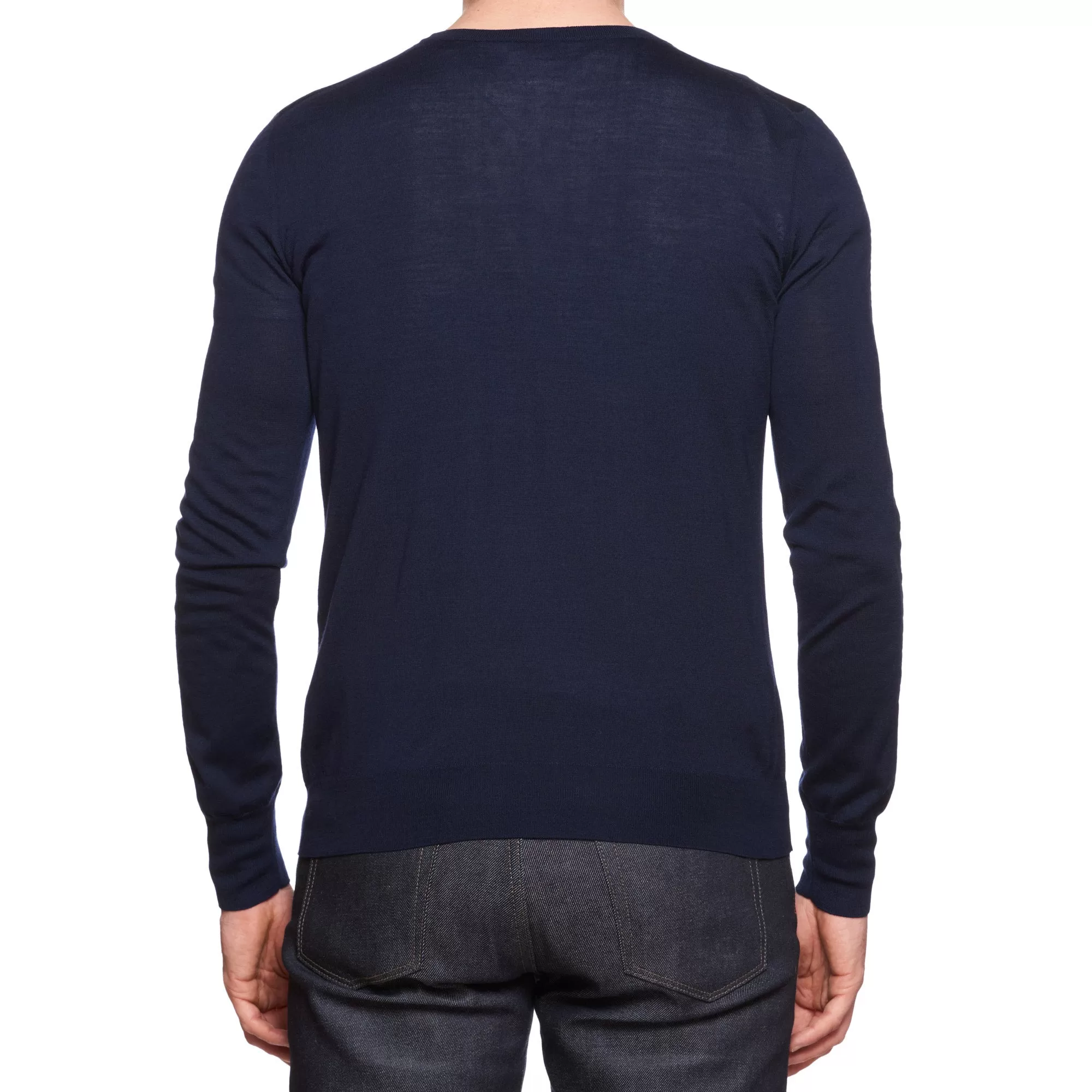 BOTTEGA VENETA Navy Blue Wool Knit Crewneck Sweater EU 50 US M