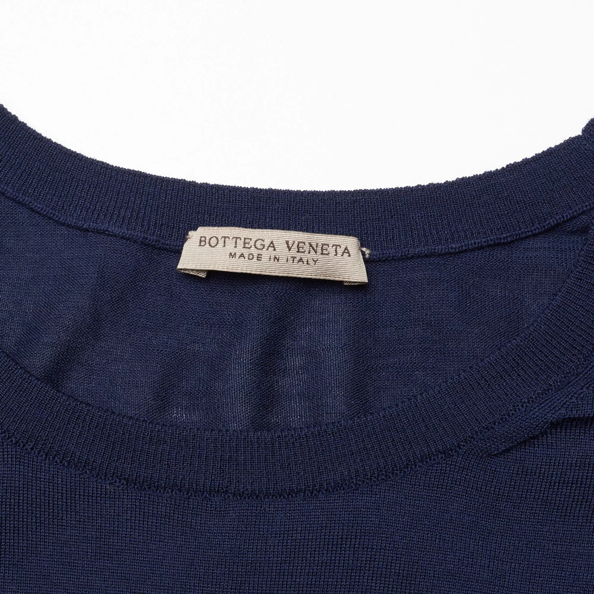 BOTTEGA VENETA Navy Blue Wool Knit Crewneck Sweater EU 50 US M