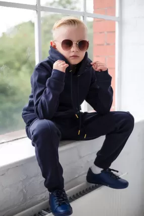 Boys Clark and Beau Navy Blue Hooded Tracksuit