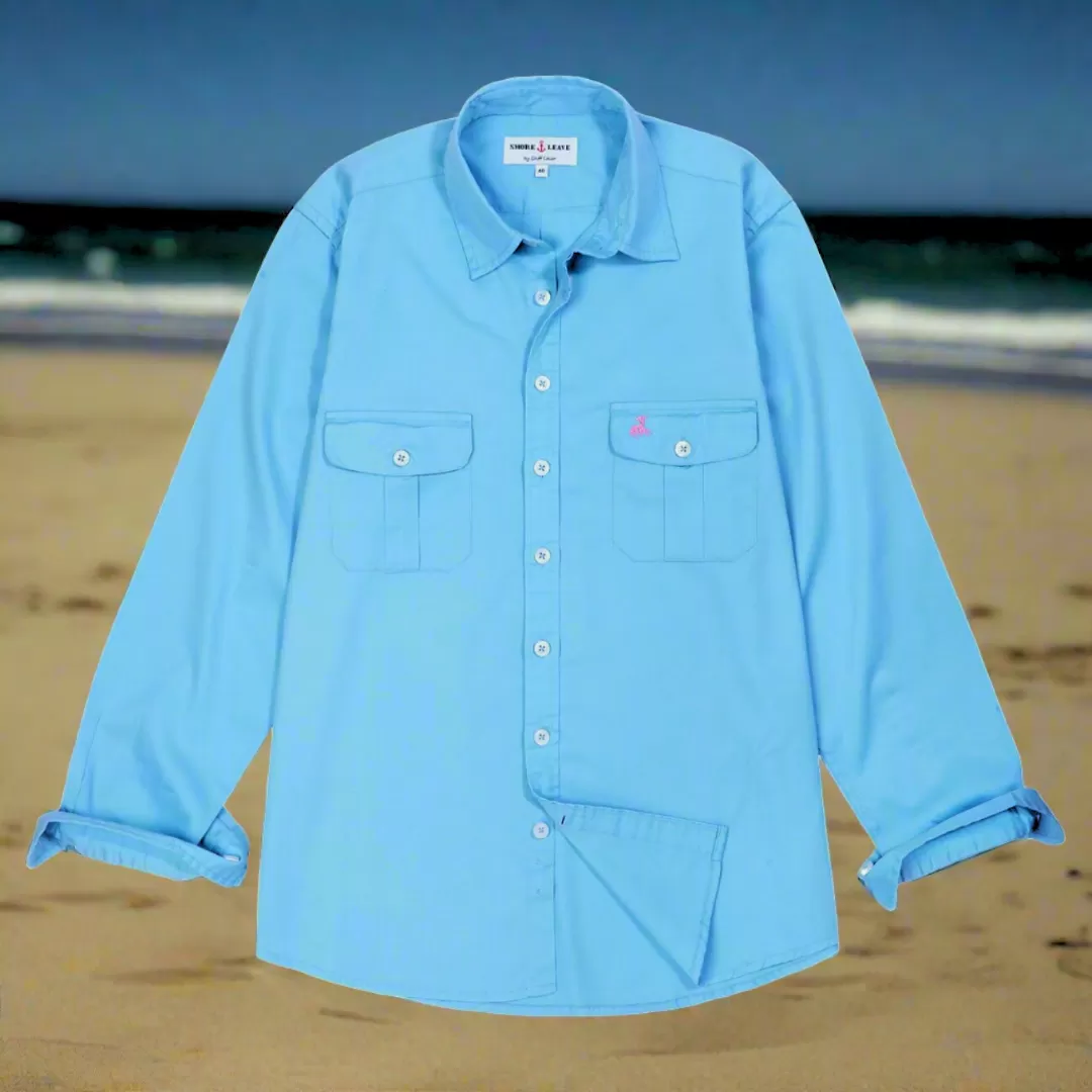 Breeze Blue Twill Enzyme Washed Texas Shirt