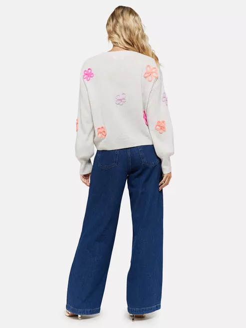 Brodie Cashmere Flower Pop Crew Cherry Blossom/Barbie Pink Multi