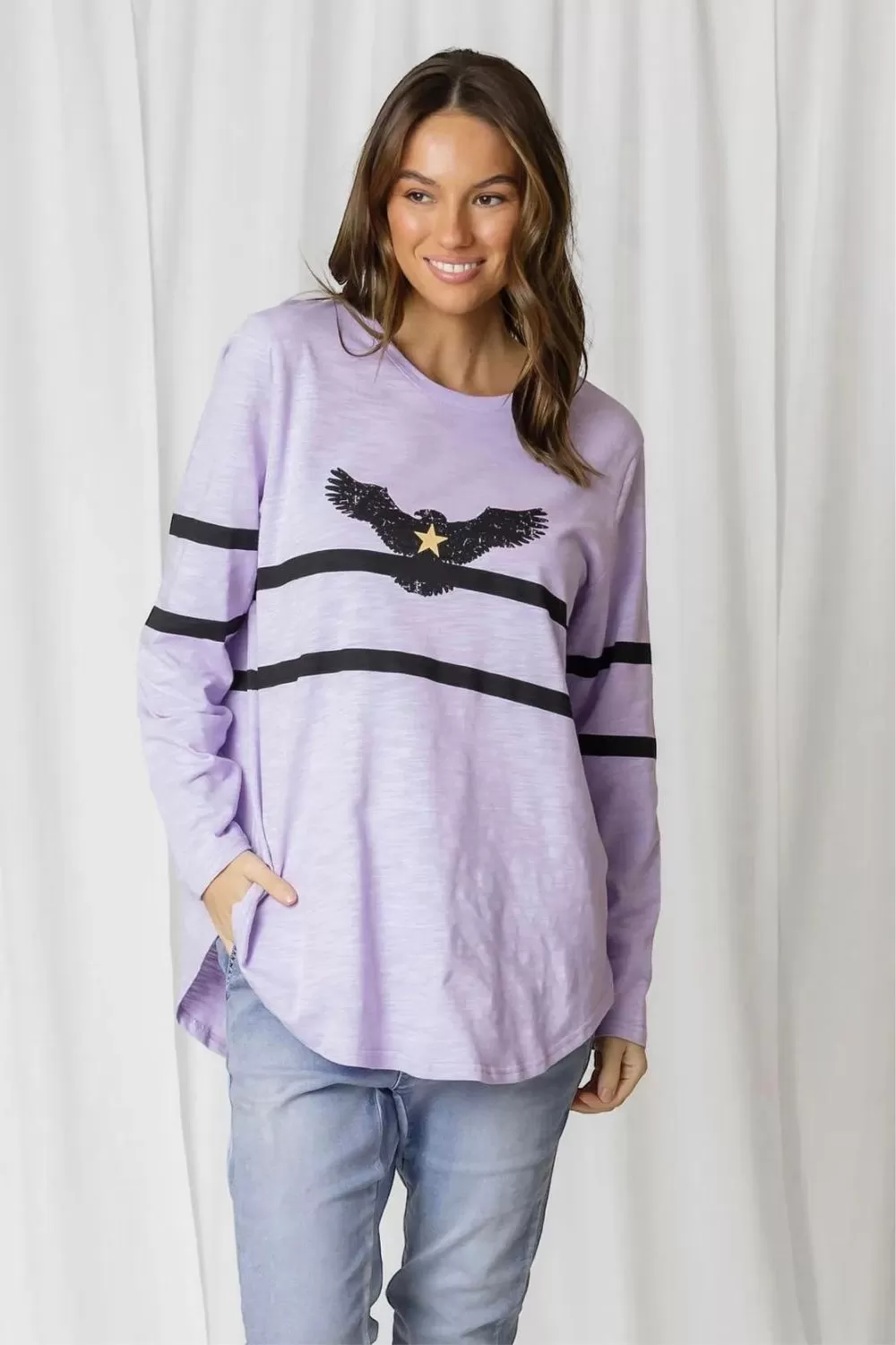 Brodie Eagle Long Sleeve Top | Lilac