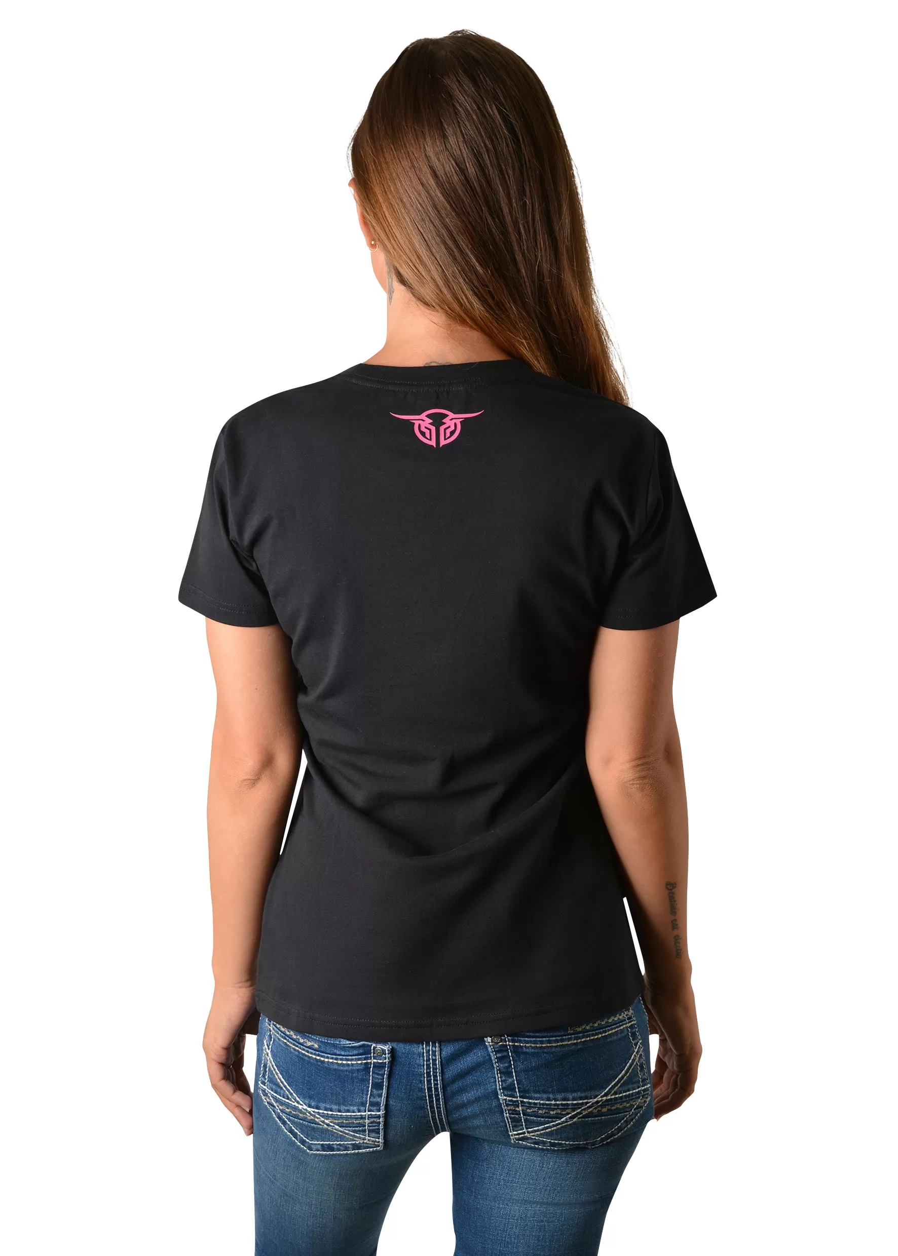 Bullzye Ladies Wild flower Crew Neck Tee - Black - B2W2502152 - On Sale