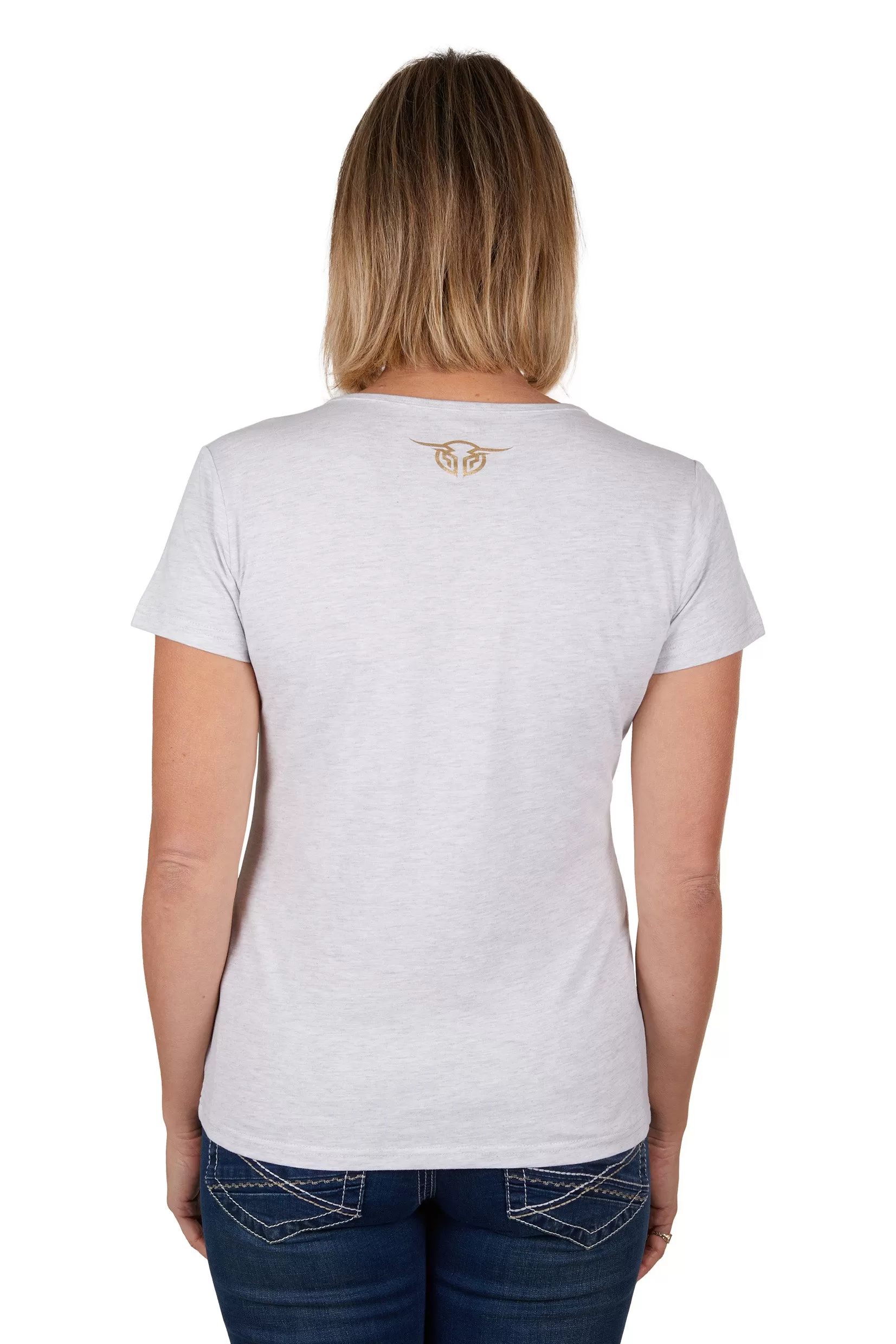 Bullzye Ladies Wings S/S Tee - White/Marle - B3S2502325