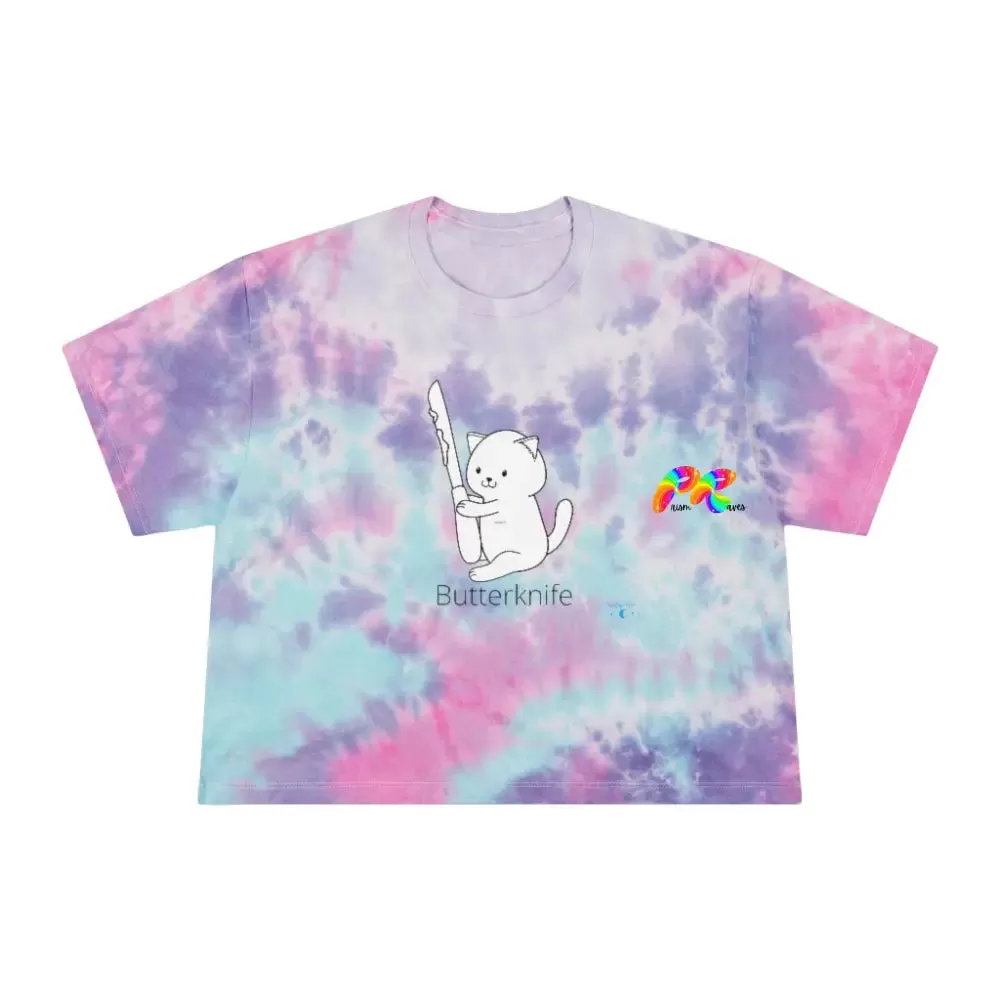 Butterknife Cat Tie-Dye Crop T-Shirt