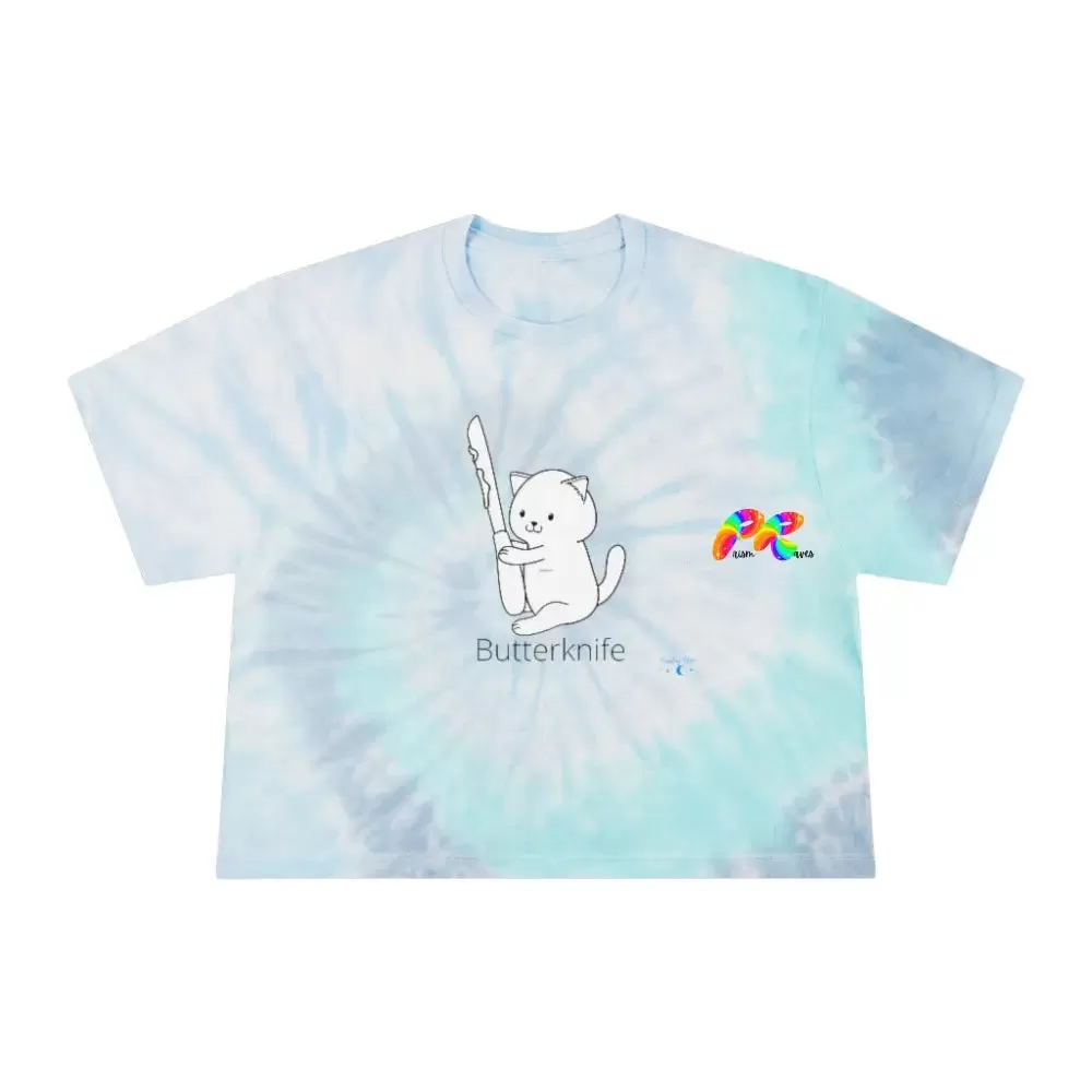 Butterknife Cat Tie-Dye Crop T-Shirt