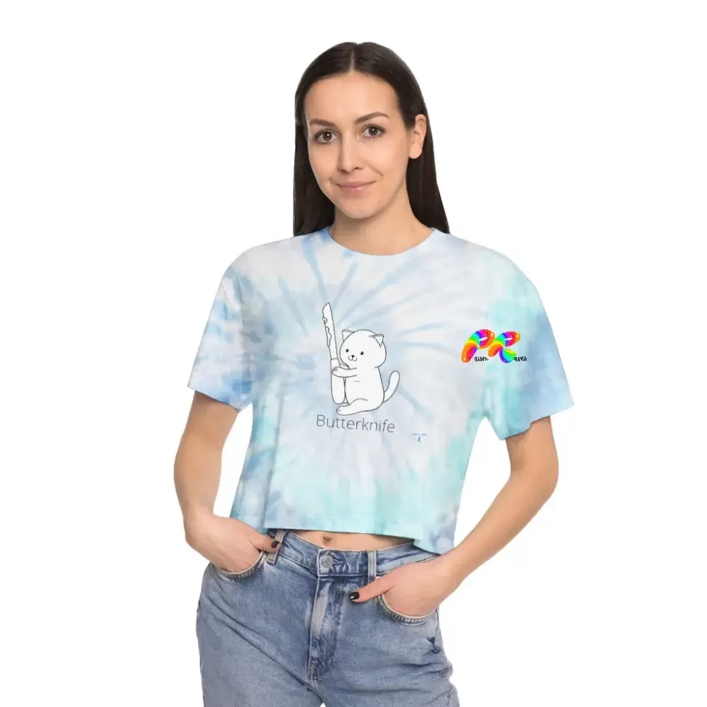 Butterknife Cat Tie-Dye Crop T-Shirt