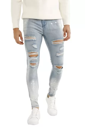 Buy $80 Free Shipping Men's Light Blue Stretch Jean - Ripped