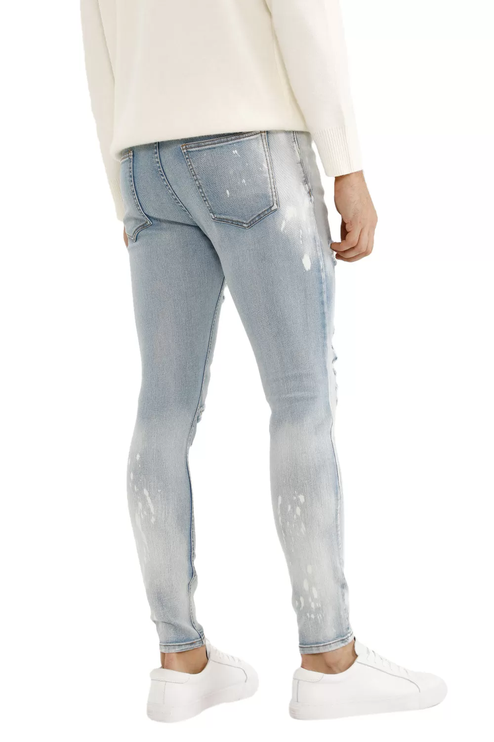 Buy $80 Free Shipping Men's Light Blue Stretch Jean - Ripped