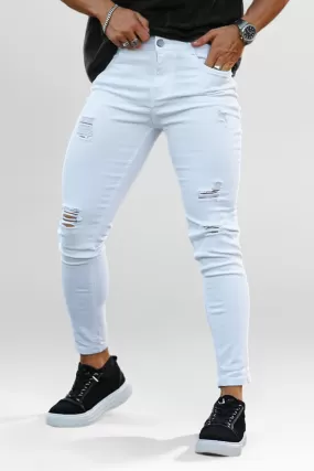 Buy $80 Free Shipping Men's Ripped Skinny Jean - White