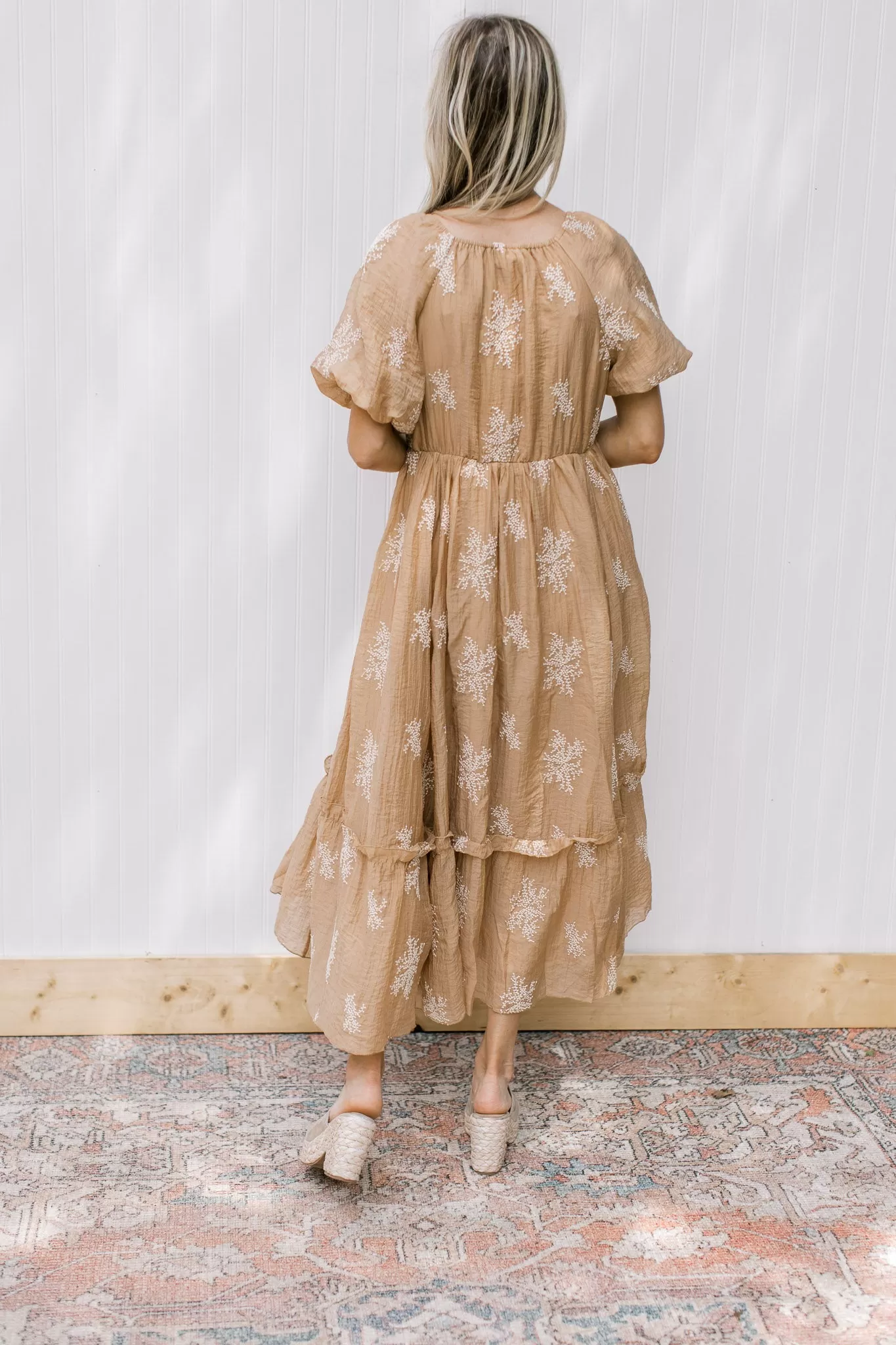 Camel Flower Spray Dress