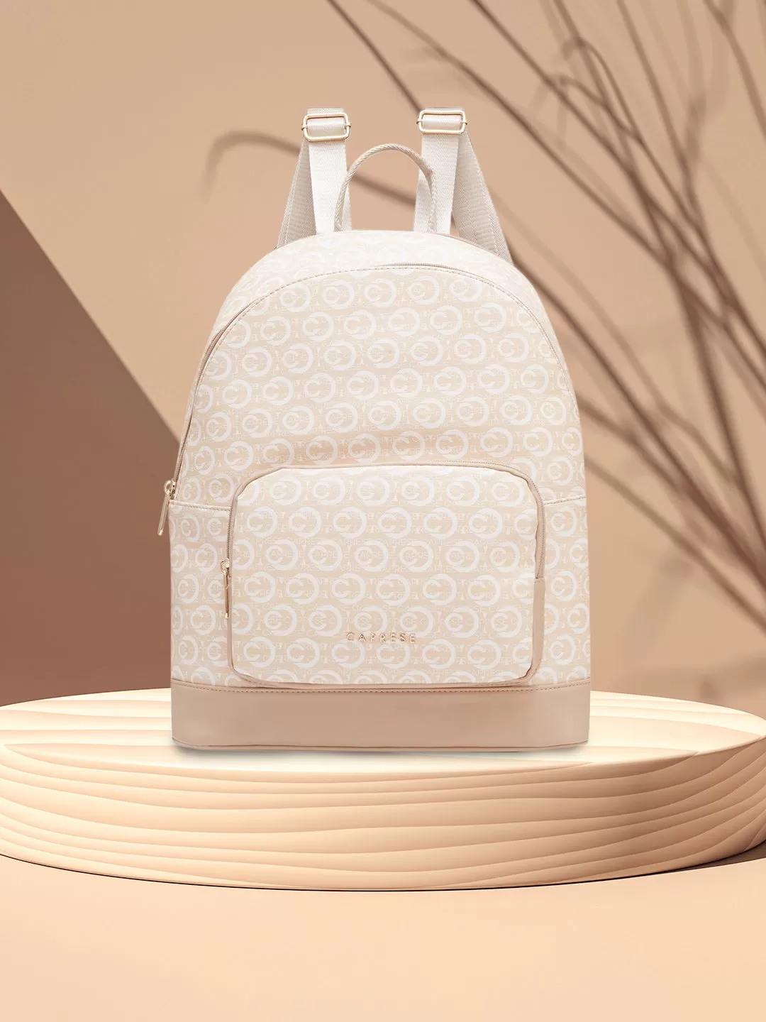 Caprese Cleo Laptop Backpack Large Beige