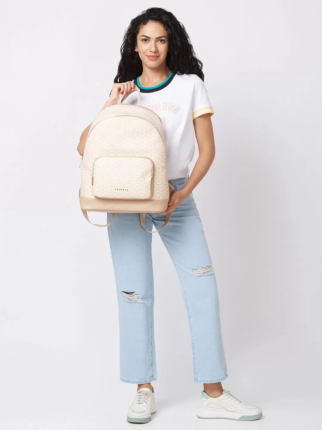 Caprese Cleo Laptop Backpack Large Beige