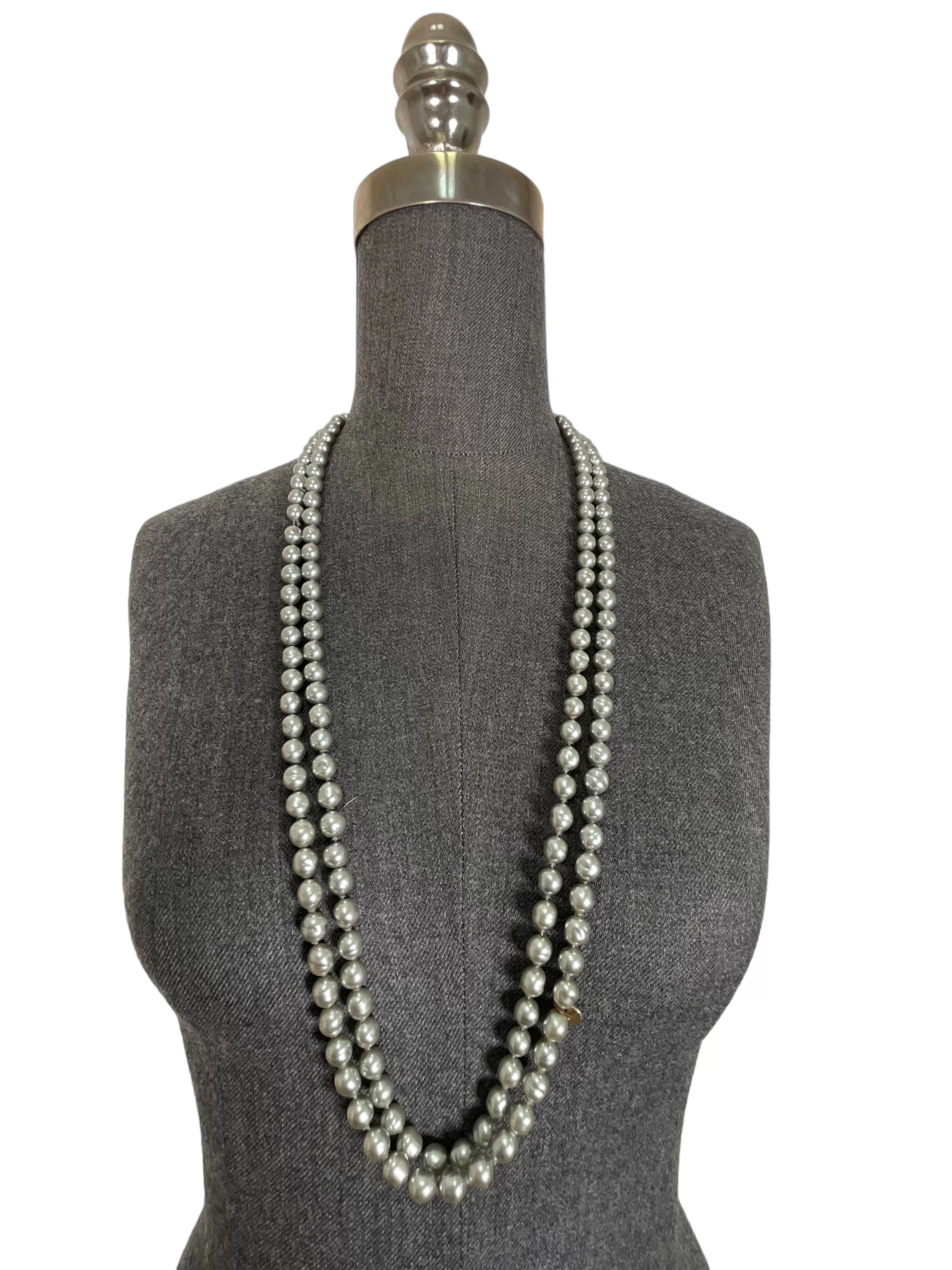 Chanel 1980s Gray Pearl Necklace