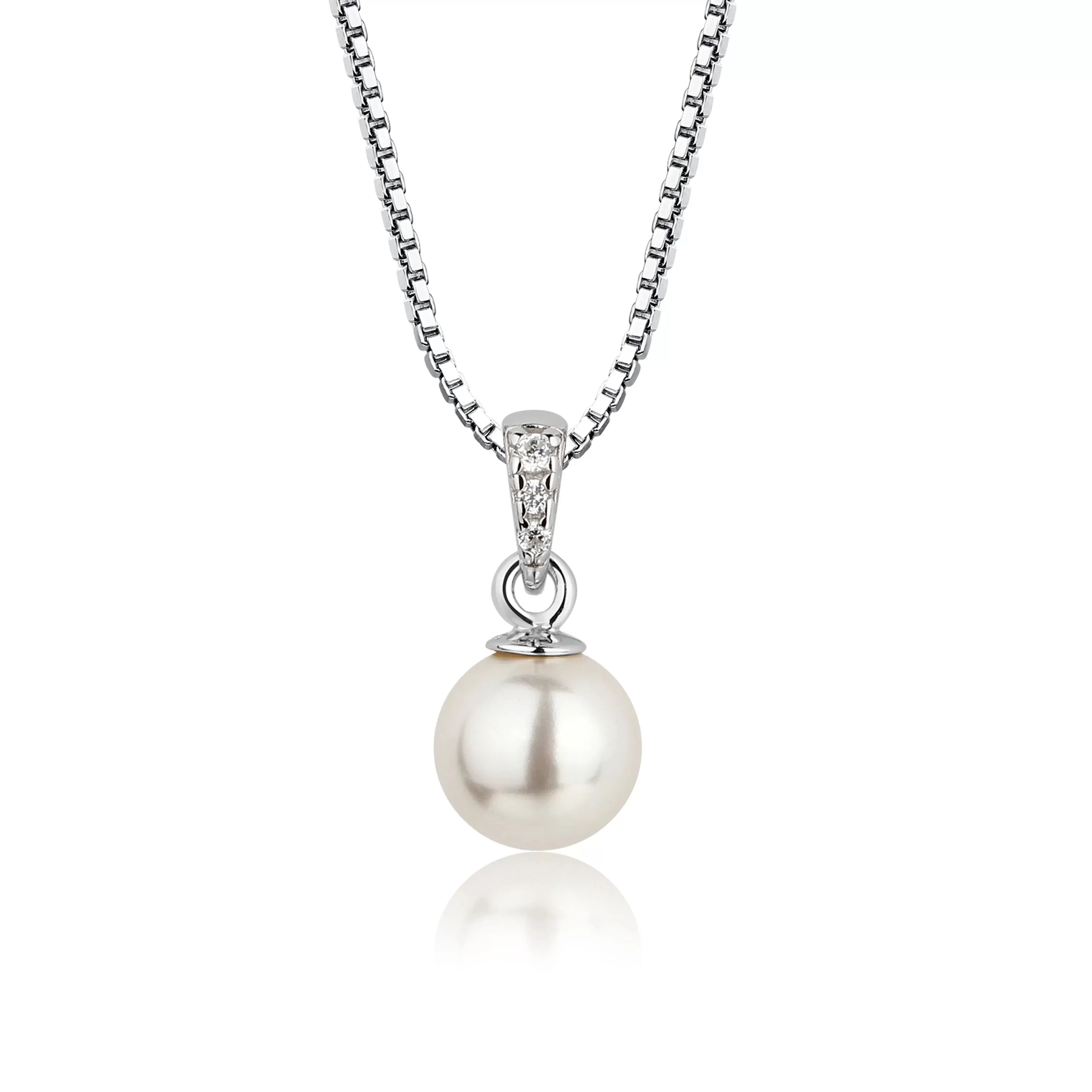 Cherished Moments - Sterling Silver Child's White Pearl Necklace