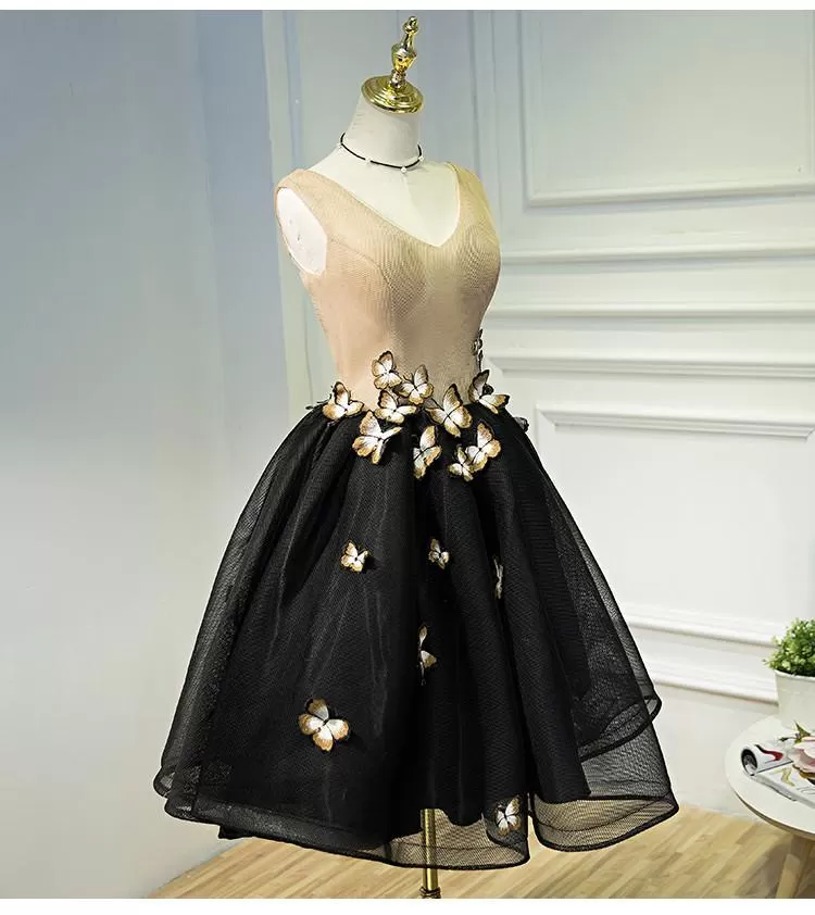 Chic Black Homecoming Dress V Neck Cheap Homecoming Dress ER175