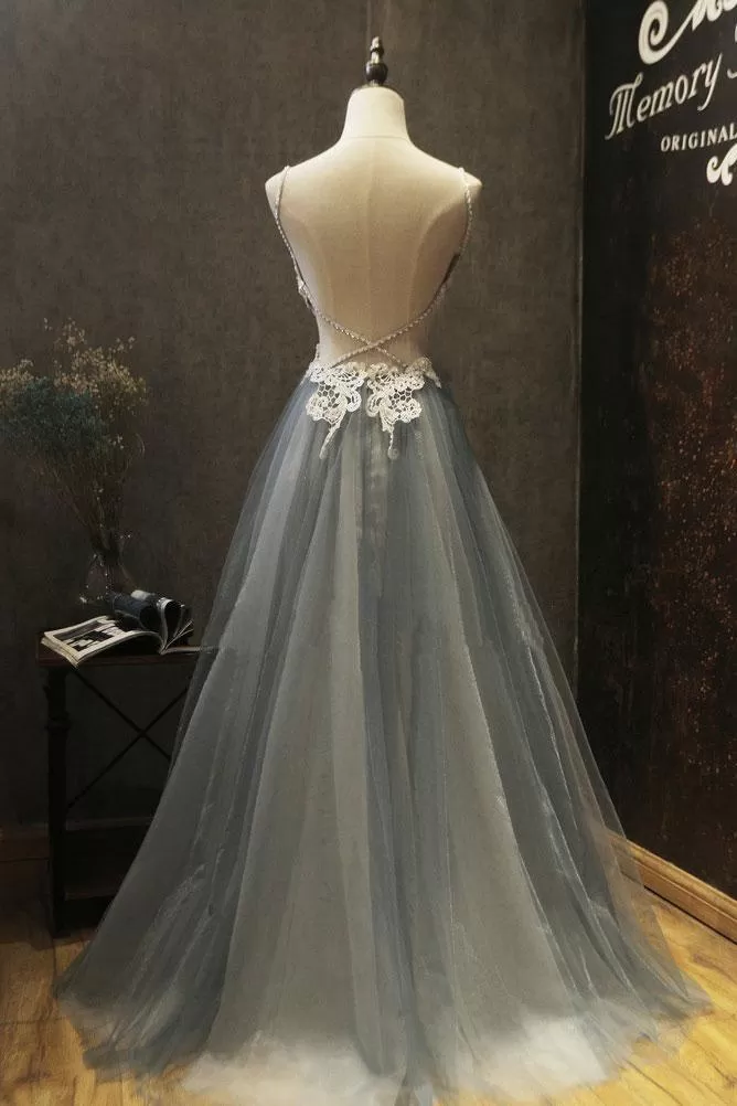 Chic Tulle Prom Dress Vintage Cheap Plus Size Long Prom Dress #ER281