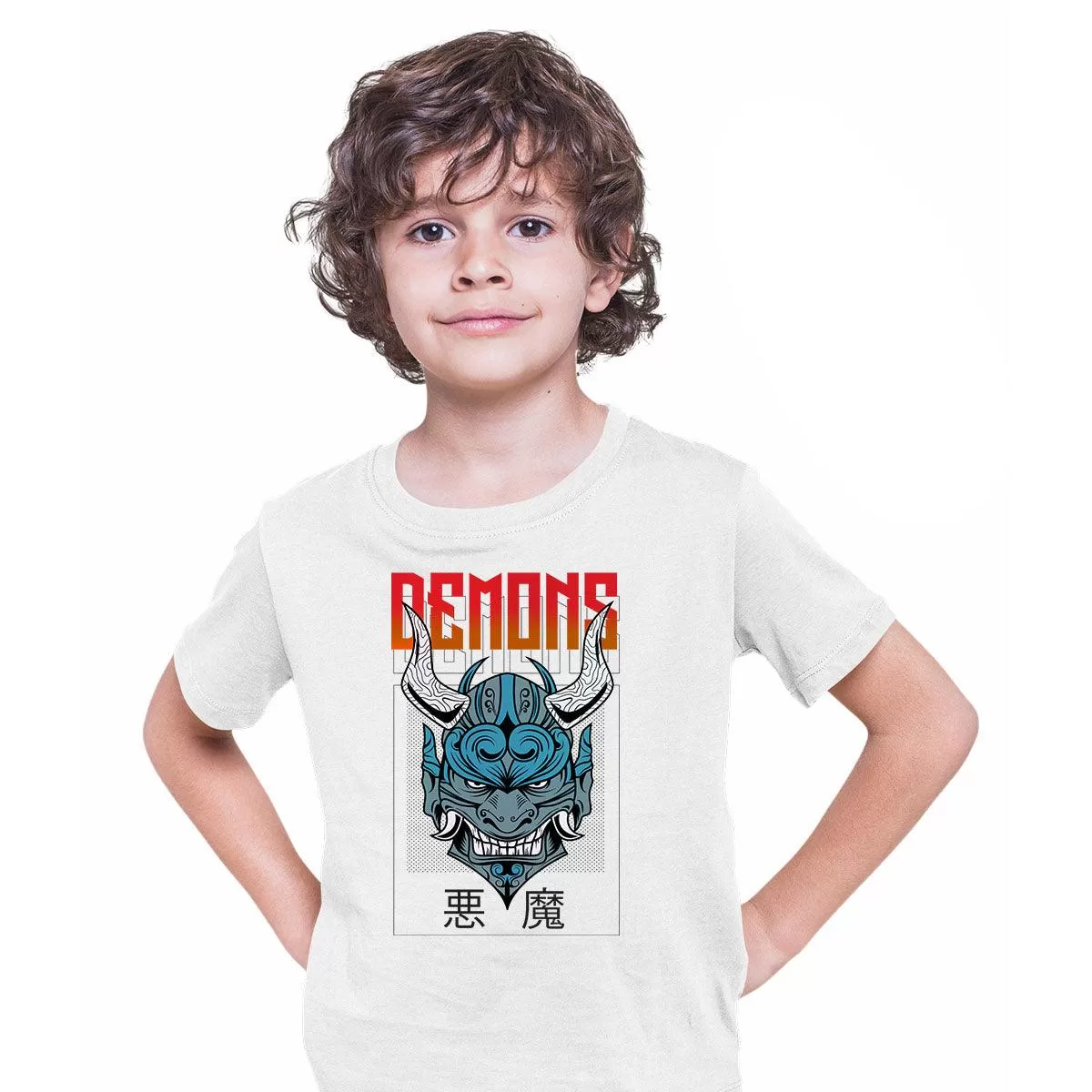 Chinese demon Street Festive Scary Art T-shirt for Kids