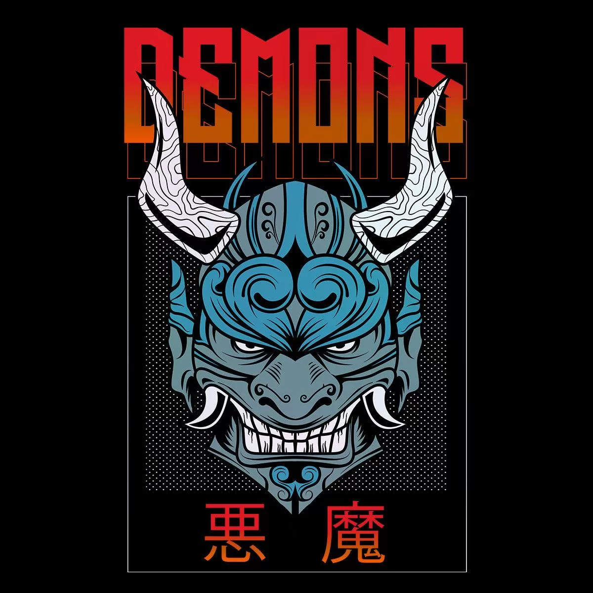 Chinese demon Street Festive Scary Art T-shirt for Kids