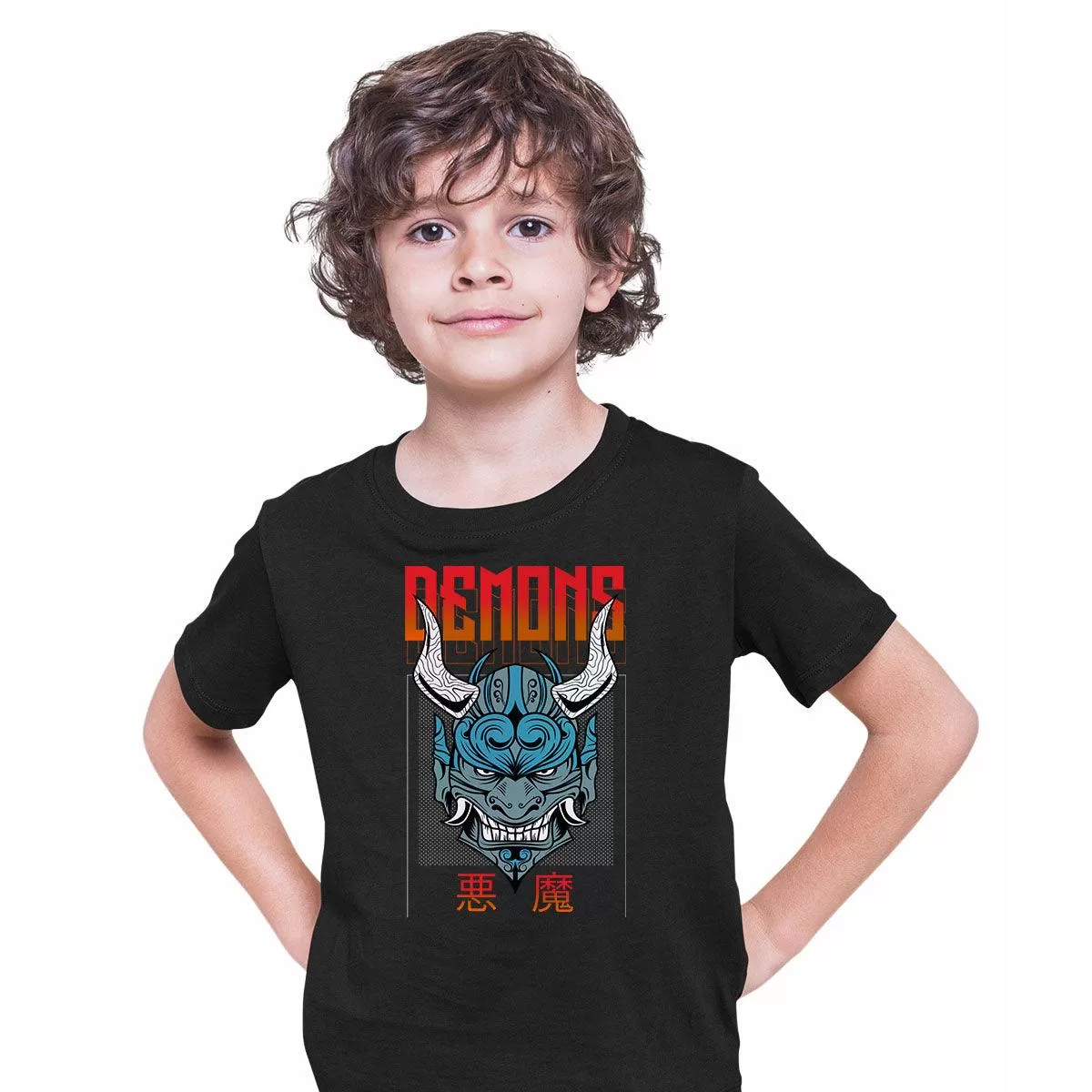 Chinese demon Street Festive Scary Art T-shirt for Kids