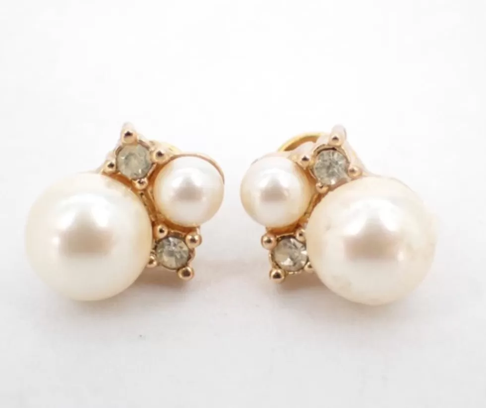 Christian Dior Rhombus Faux Pearl Earrings