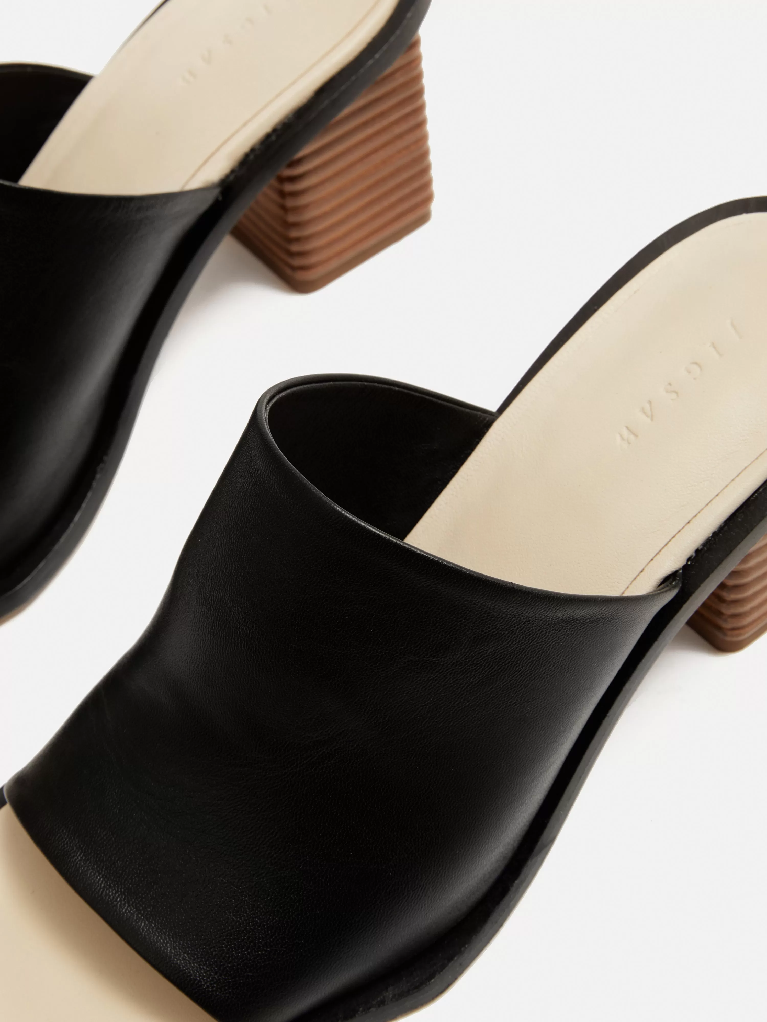 Coop Stacked Heel Leather Mule | Black