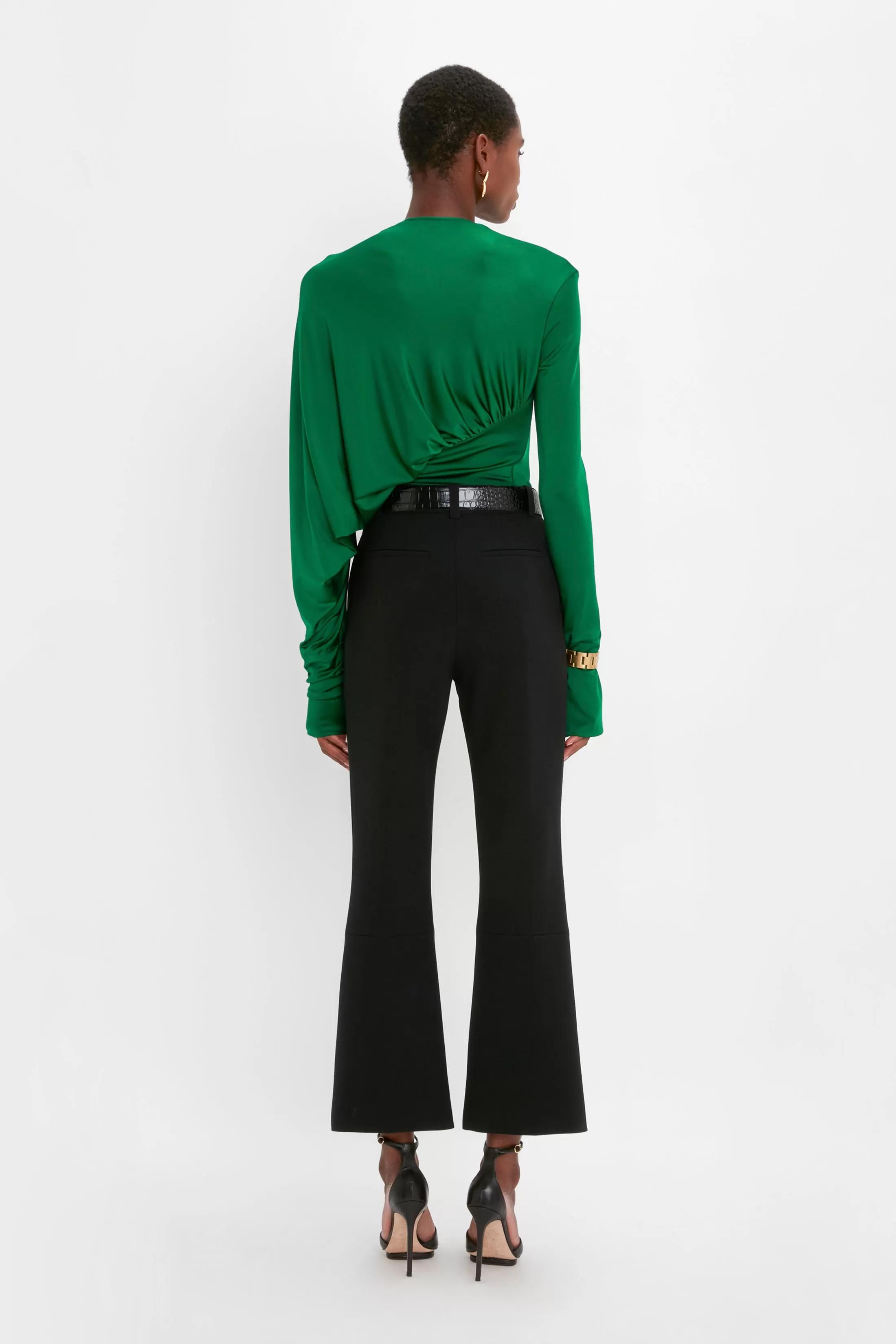 Cropped Kick Trouser In Black