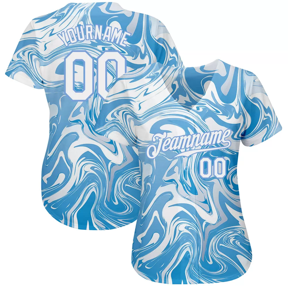 Custom 3D Pattern Design Abstract Ocean With Waves Fluid Art Authentic Baseball Jersey