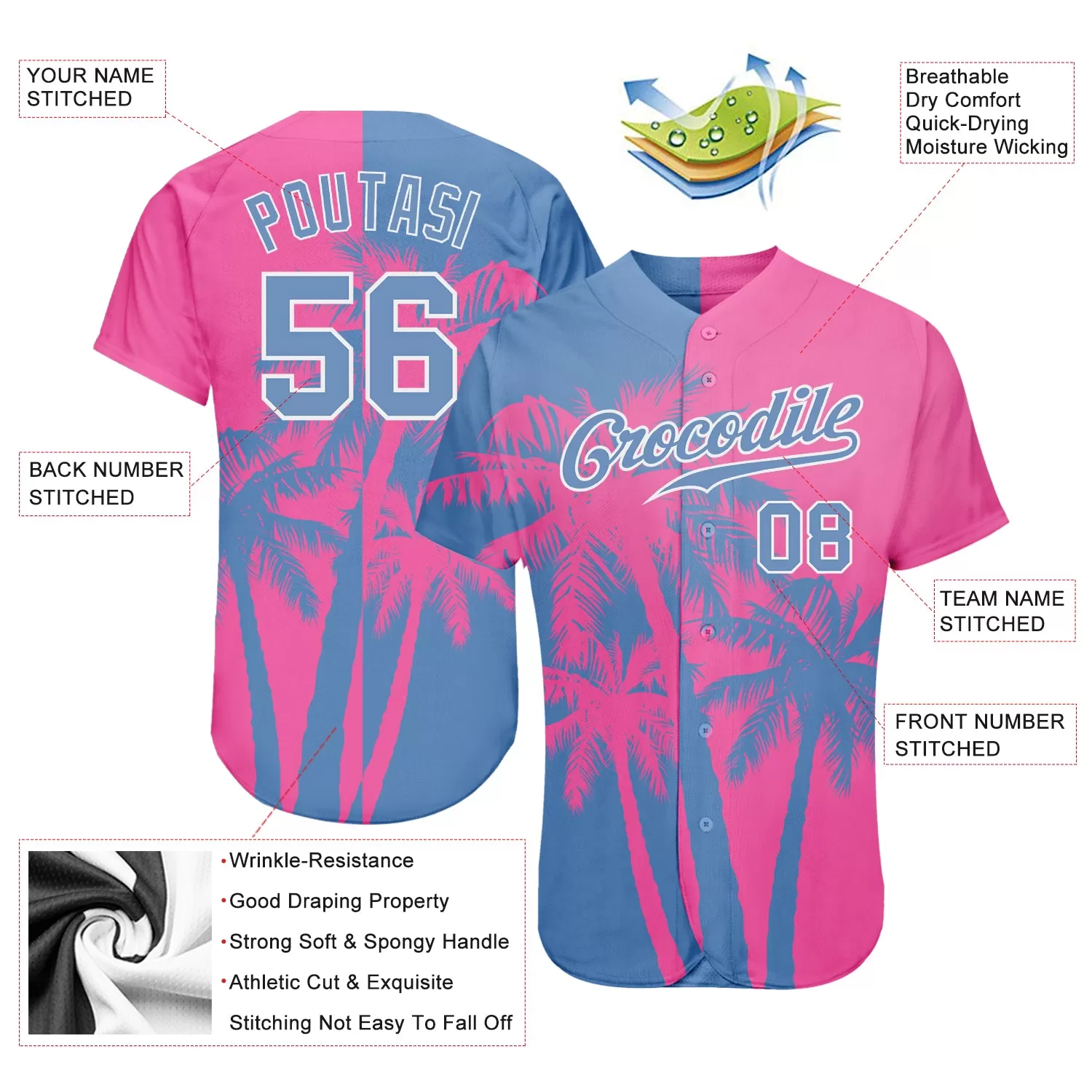 Custom 3D Pattern Design Hawaii Coconut Trees Authentic Baseball Jersey