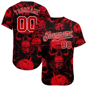 Custom 3D Pattern Halloween Skulls Authentic Baseball Jersey