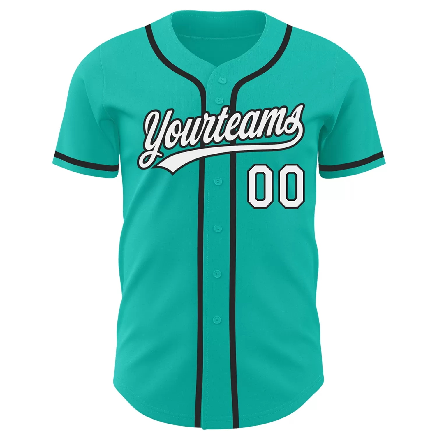 Custom Aqua White-Black Authentic Baseball Jersey