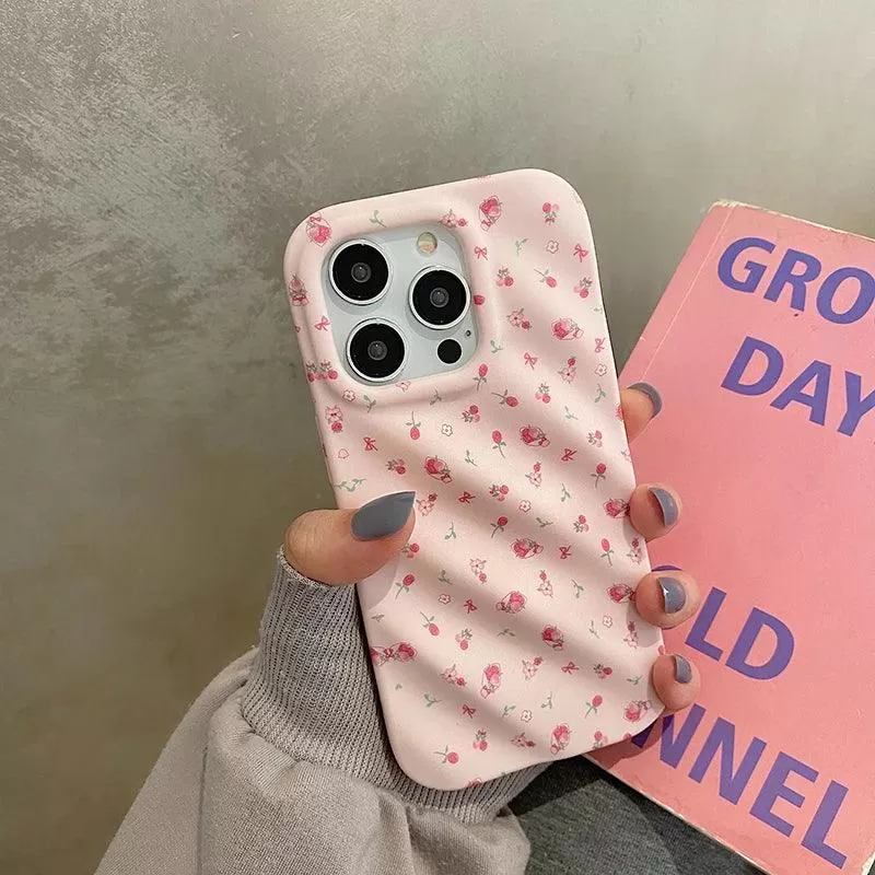 Cute Strawberry Flowers Phone Case for iPhone 11, 12, 13, 14 Pro Max