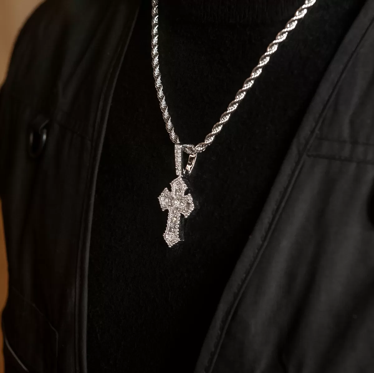 Diamond Gothic Cross Pendant