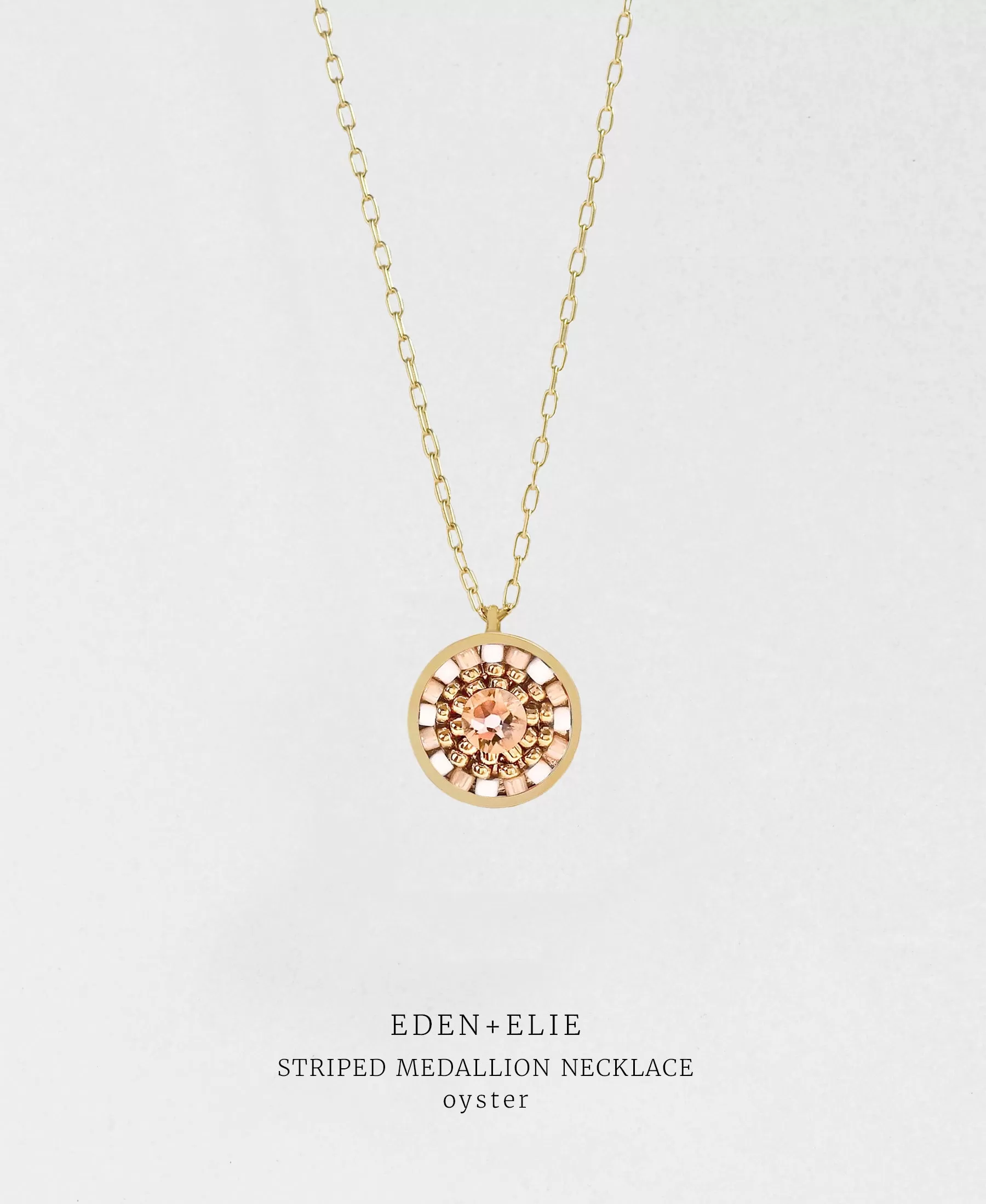 EDEN   ELIE Striped Medallion necklace - Oyster