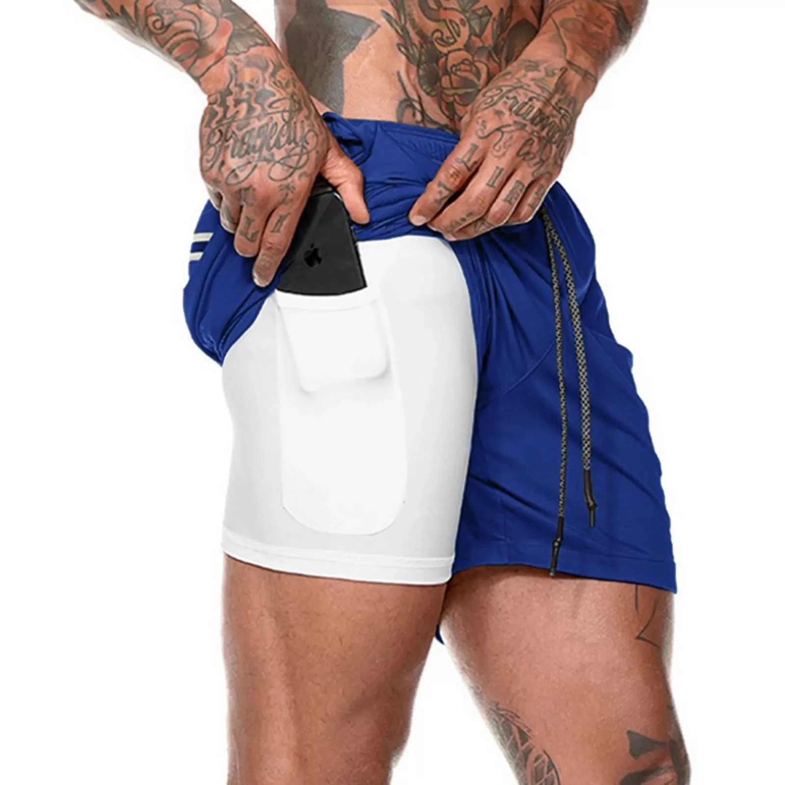 ESSENTIAL QUICKDRY POCKET 2 IN 1 8'' RUNNING SHORTS