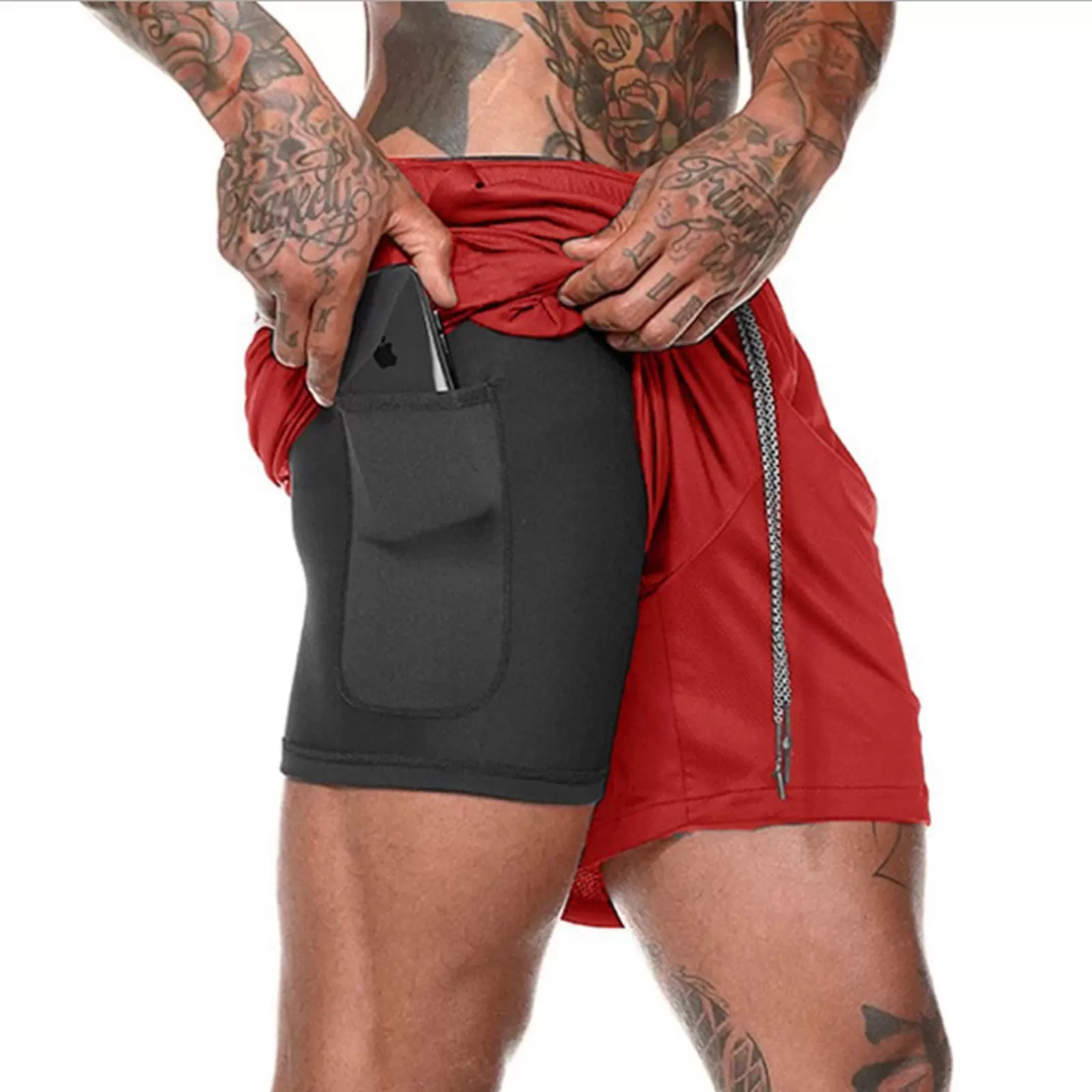 ESSENTIAL QUICKDRY POCKET 2 IN 1 8'' RUNNING SHORTS