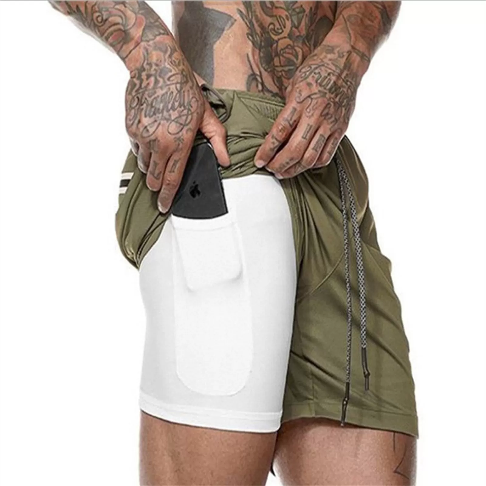 ESSENTIAL QUICKDRY POCKET 2 IN 1 8'' RUNNING SHORTS