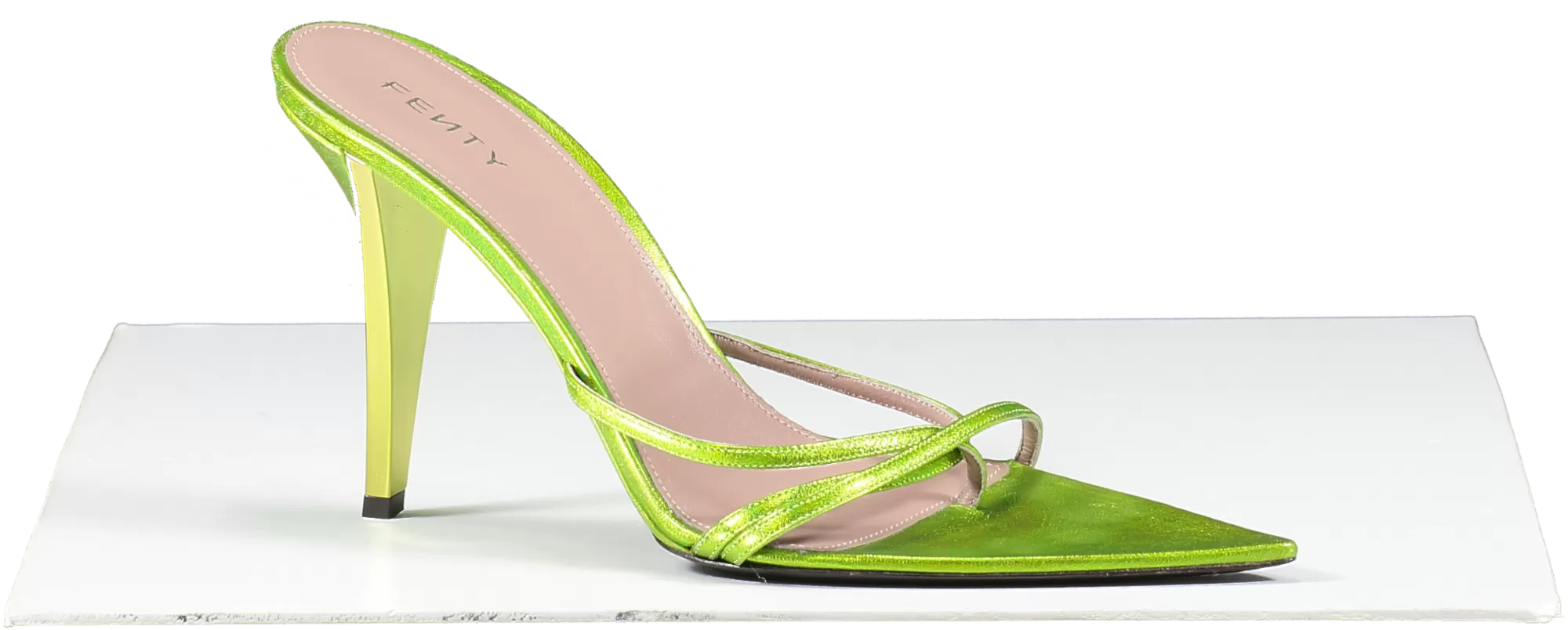 Fenty Metallic Green  T Heel Multi Straps Sandals 105 UK 6 EU 39 👠