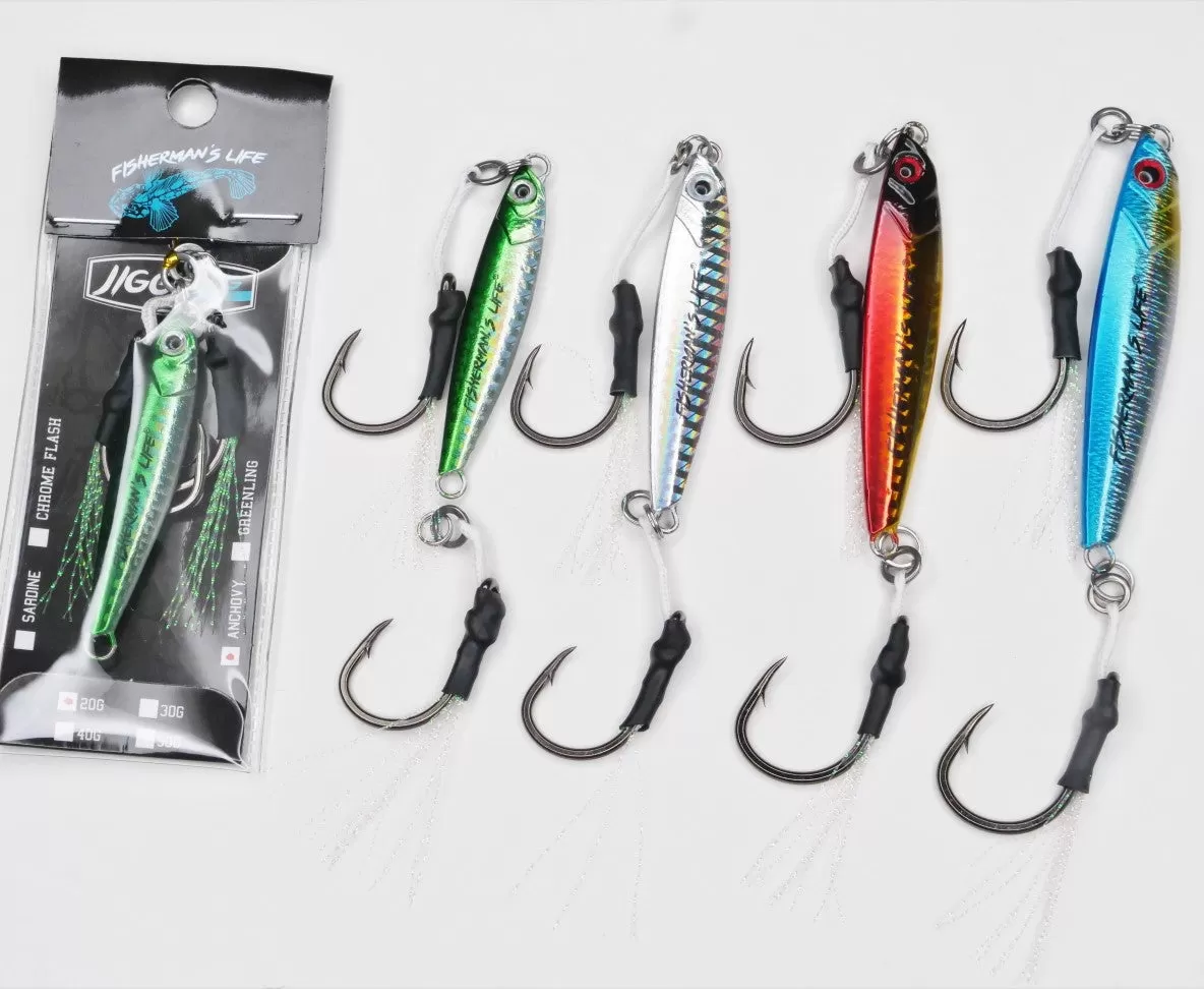 Fisherman's Life® Jiggy Jigs 20g, 30g, 40g 50g (Four Color Variations)