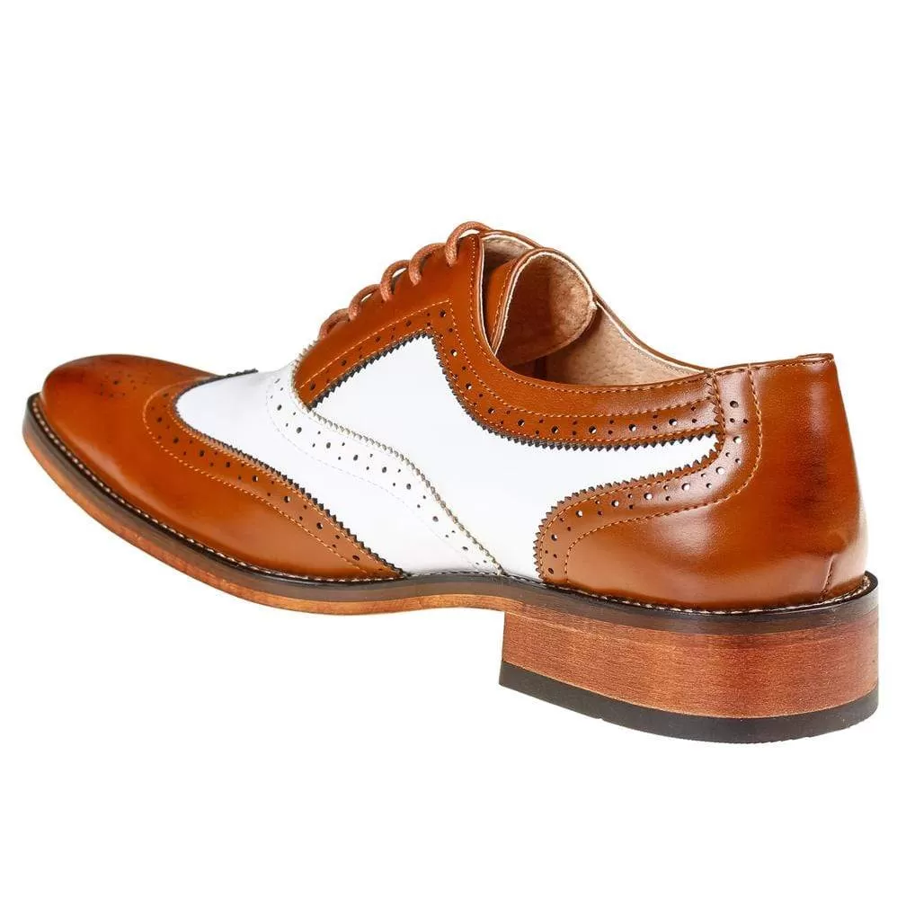 Gino Vitale Men's Two Tone Wing Tip Oxford Dress Shoes