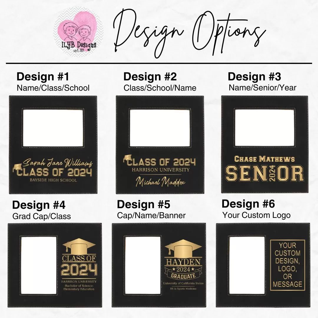 Graduation Picture Frame Engraved Black/Gold | Class of 2024 Graduation Gift